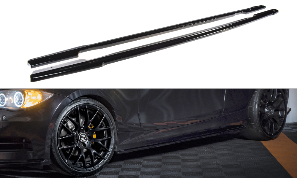 Maxton Design Seitenschweller Ansatz passend für BMW 1er E81/ E87 FACELIFT schwarz Hochglanz