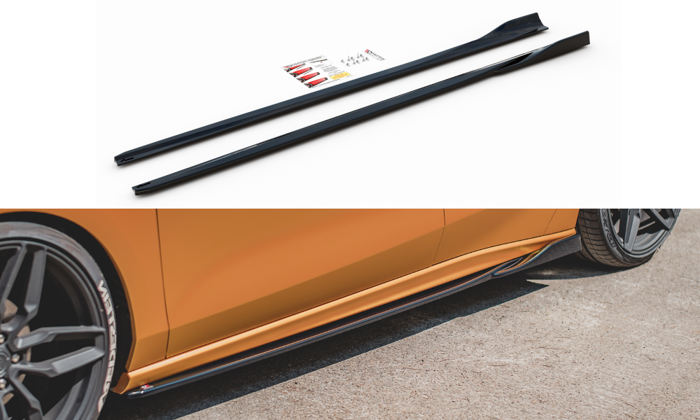 Maxton Design Seitenschweller Ansatz passend für V.4 Ford Focus ST / ST-Line Mk4 schwarz Hochglanz