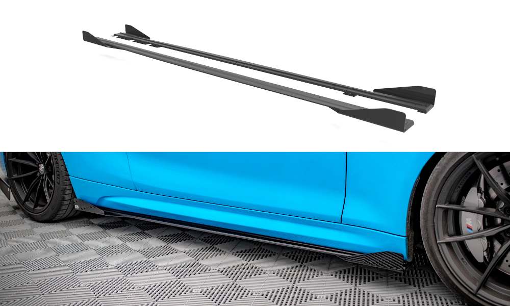 Maxton Design Street Pro Seitenschweller Ansatz für + Flaps BMW M2 F87 schwarz Hochglanz