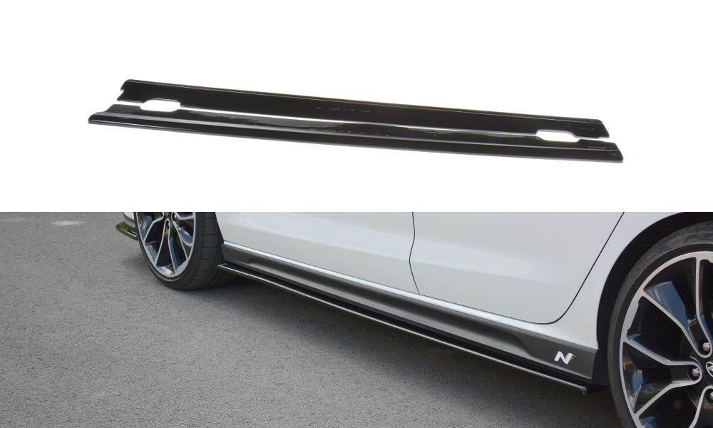 Maxton Design Seitenschweller Ansatz passend für V.1 Hyundai I30 N Mk3 Hatchback / Fastback schwarz Hochglanz
