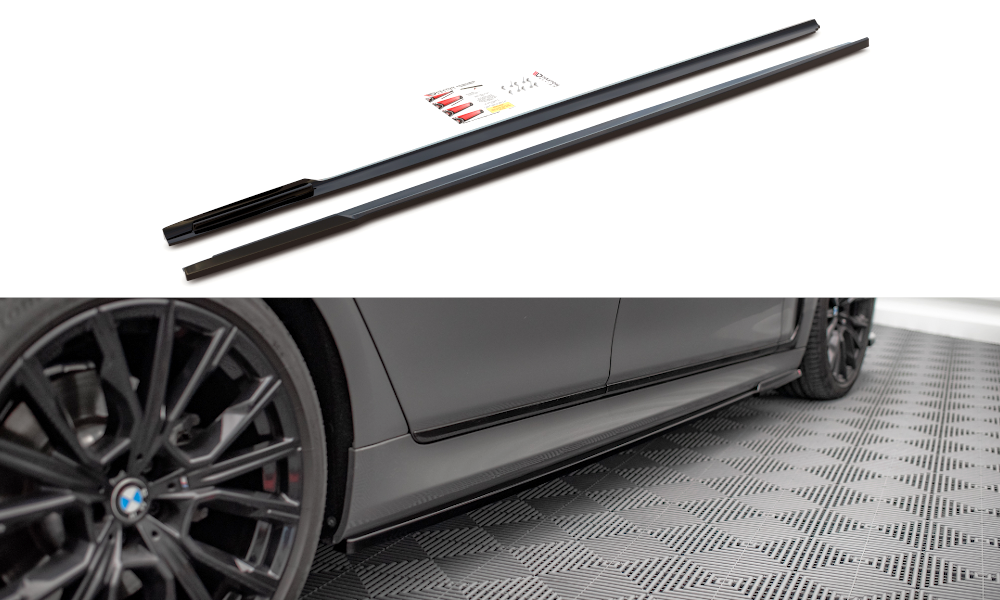 Maxton Design Seitenschweller Ansatz für BMW 7 M-Paket G11 Facelift schwarz Hochglanz