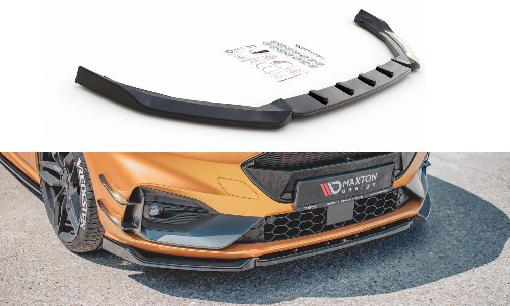Maxton Design Front Ansatz passend für V.7 Ford Focus ST / ST-Line Mk4 schwarz Hochglanz