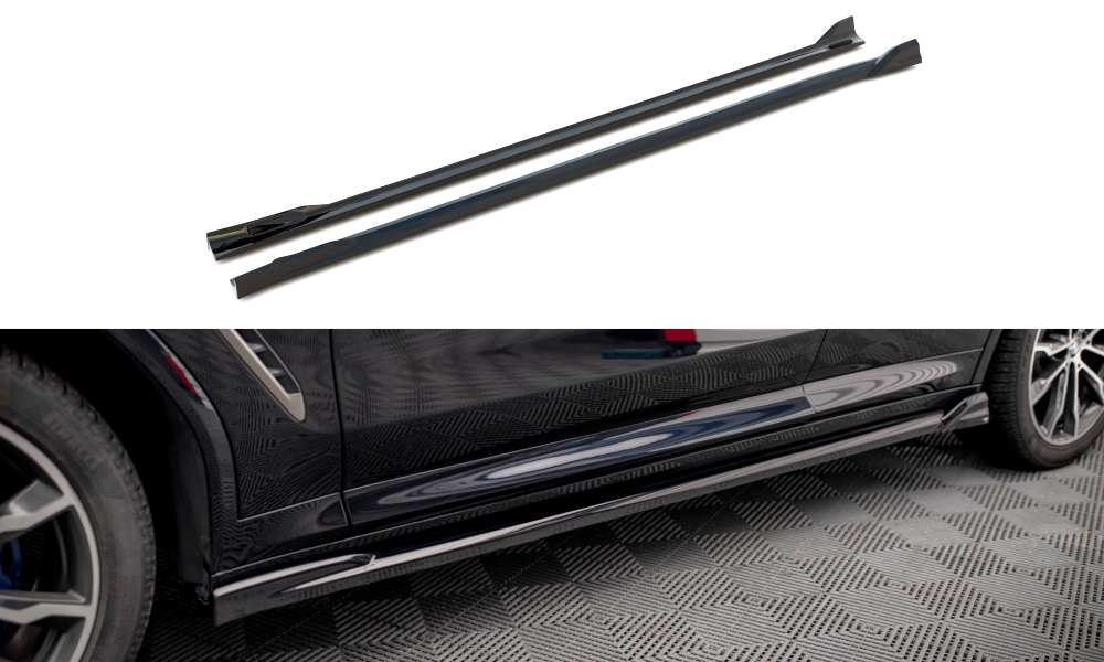 Maxton Design Seitenschweller Ansatz für V.2 für BMW X4 M-Paket G02 schwarz Hochglanz