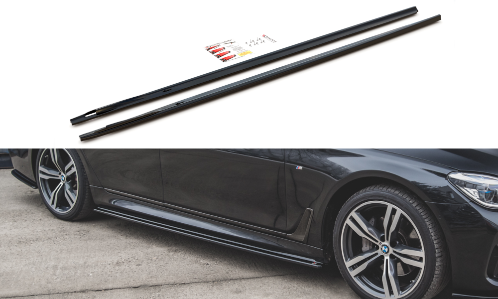 Maxton Design Seitenschweller Ansatz für BMW 7 M-Paket G11 schwarz Hochglanz