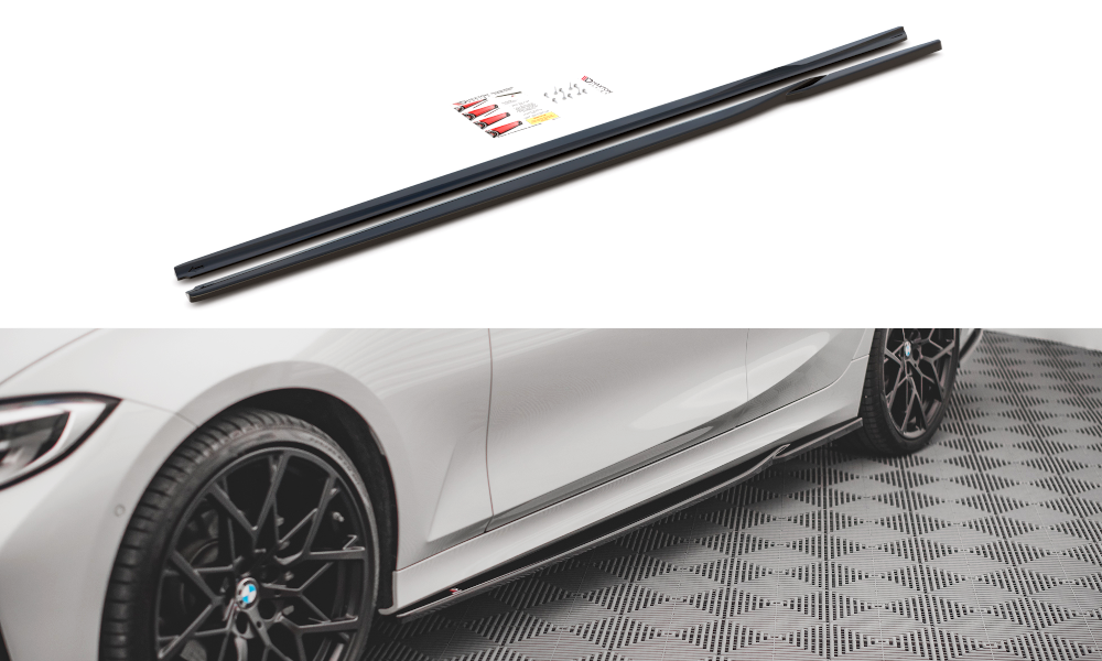 Maxton Design Seitenschweller Ansatz für BMW 3er G20 / G21 schwarz Hochglanz