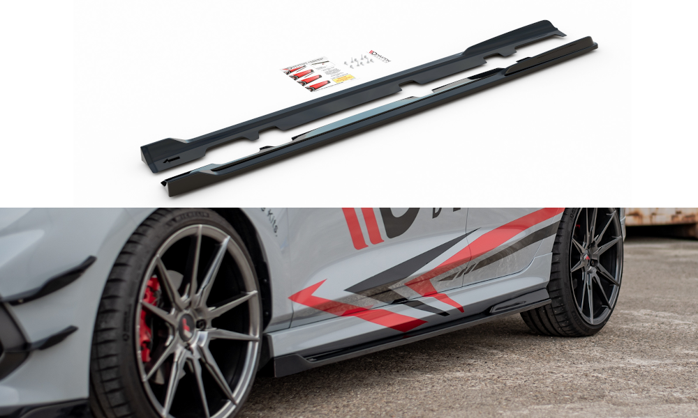 Maxton Design Seitenschweller Ansatz passend für V.3 Ford Fiesta Mk8 ST / ST-Line schwarz Hochglanz