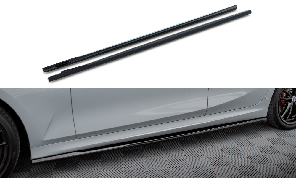 Maxton Design Seitenschweller Ansatz für BMW 3er M340i / M-Paket G20 / G20 Facelift schwarz Hochglanz