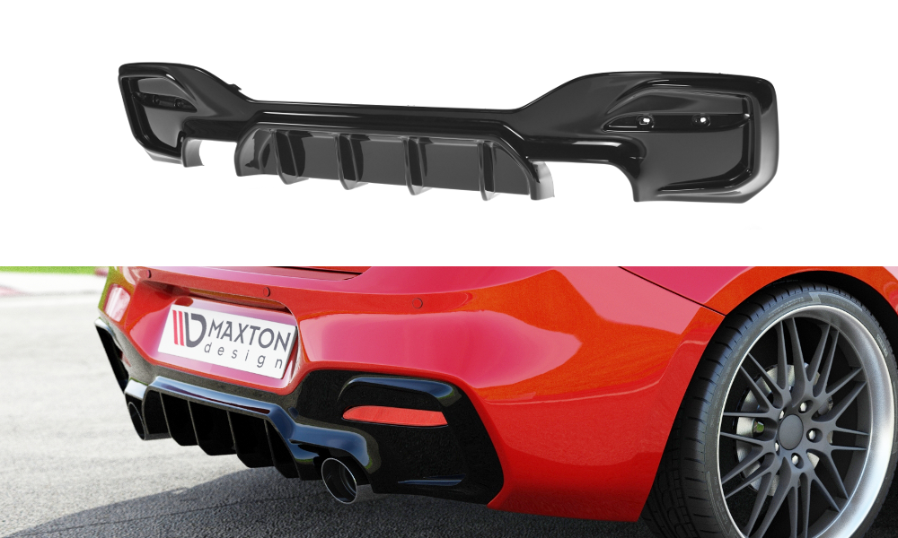 Maxton Design Diffusor Heck Ansatz passend für Bmw 1 F20/ F21 Facelift M-Power schwarz Hochglanz
