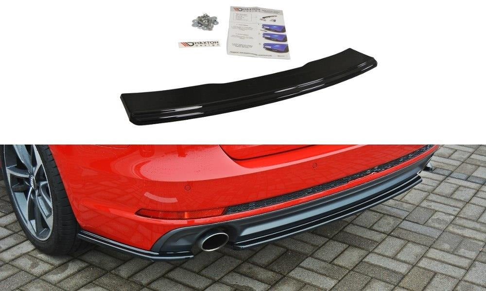 Maxton Design Mittlerer Diffusor Heck Ansatz passend für Audi A4 B9 S-Line schwarz Hochglanz