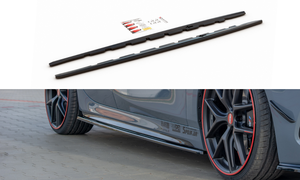 Maxton Design Seitenschweller Ansatz passend für V.1 BMW 1er F40 M-Paket/ M135i  schwarz Hochglanz