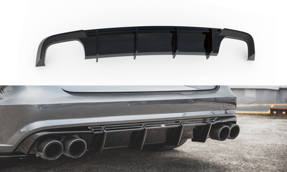 Maxton Design Diffusor Heck Ansatz passend für Audi S6 / A6 S-Line C7 FL schwarz Hochglanz