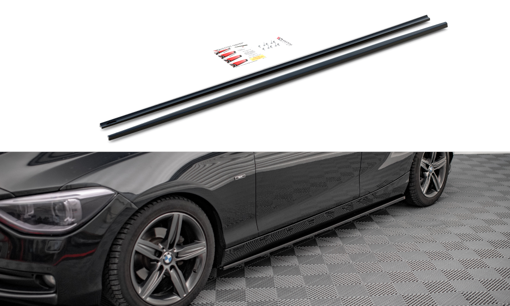 Maxton Design Seitenschweller Ansatz für BMW 1er F20 schwarz Hochglanz