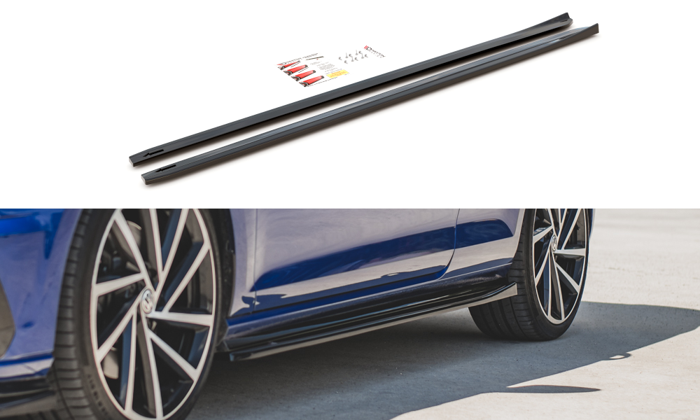 Maxton Design Seitenschweller Ansatz passend für V.4 VW Golf 7 R GTI Facelift schwarz Hochglanz