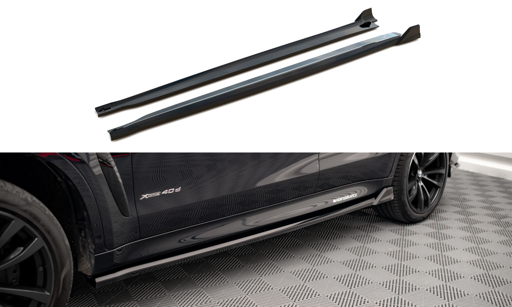 Maxton Design Seitenschweller Ansatz für V.2 für BMW X6 M-Paket F16 schwarz Hochglanz