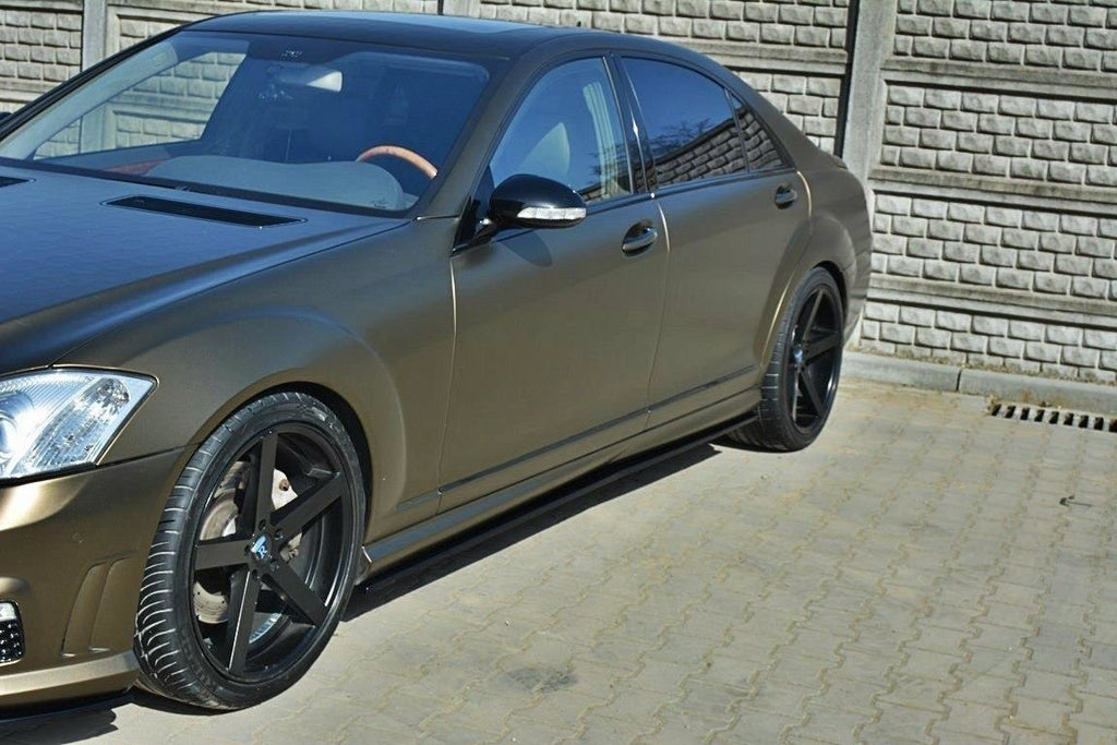 Maxton Design Seitenschweller Ansatz passend für MERCEDES S-KLASSE W221 AMG LWB schwarz Hochglanz
