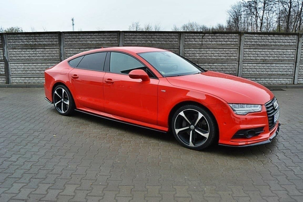 Maxton Design Seitenschweller Ansatz passend für Audi S7 / A7 S-Line C7 FL schwarz Hochglanz