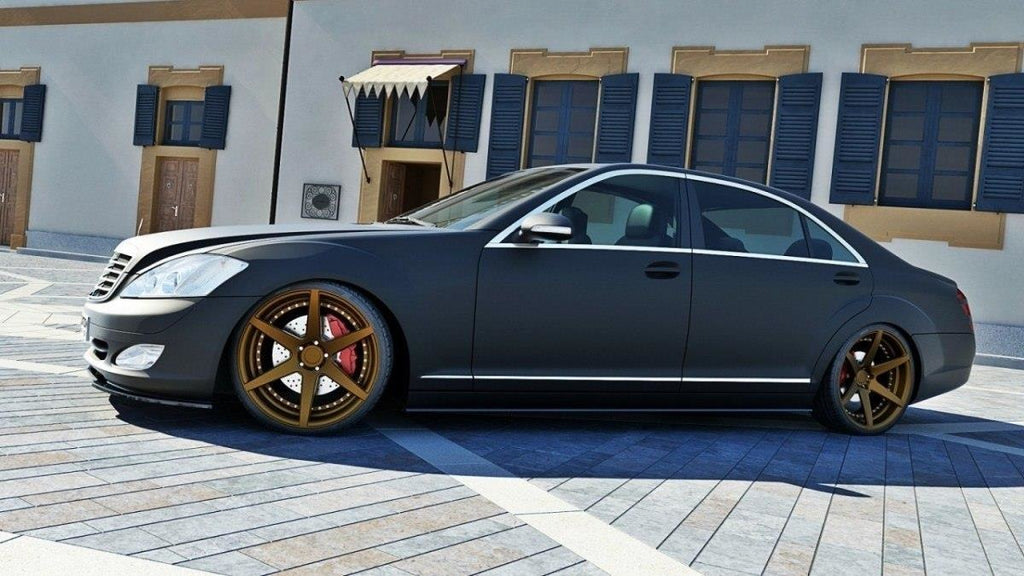Maxton Design Seitenschweller Ansatz passend für MERCEDES S-KLASSE W221 LONG schwarz Hochglanz
