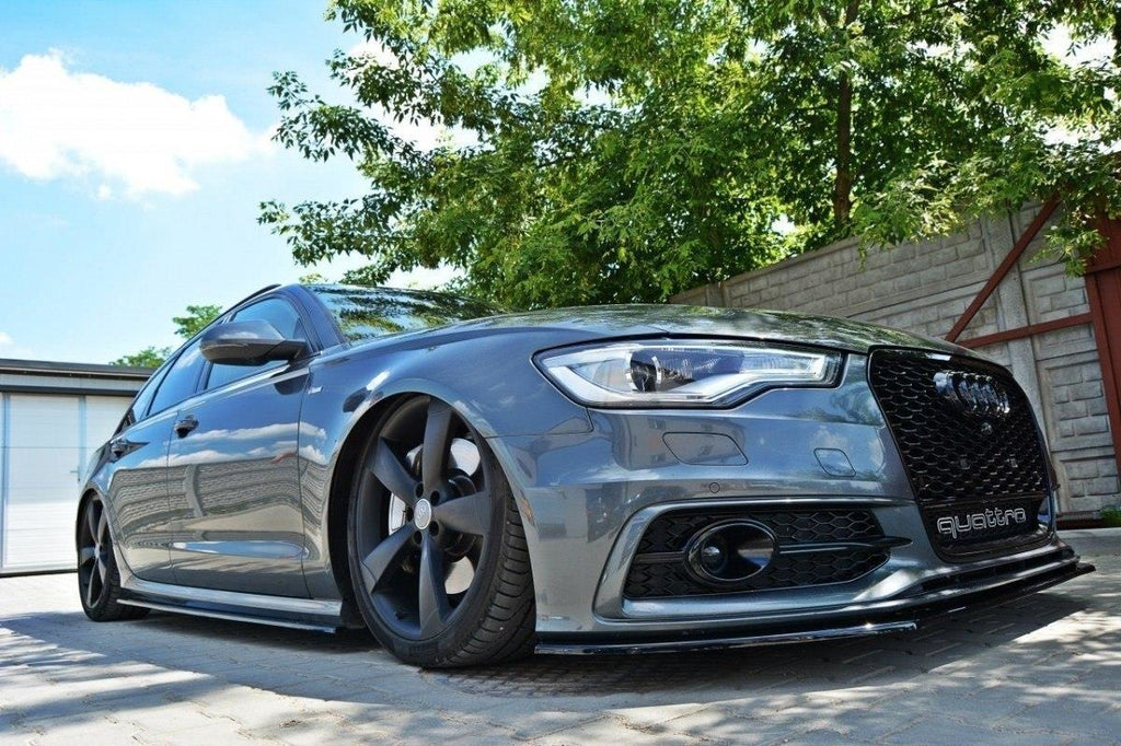 Maxton Design Seitenschweller Ansatz passend für Audi S6 / A6 S-Line C7  schwarz Hochglanz