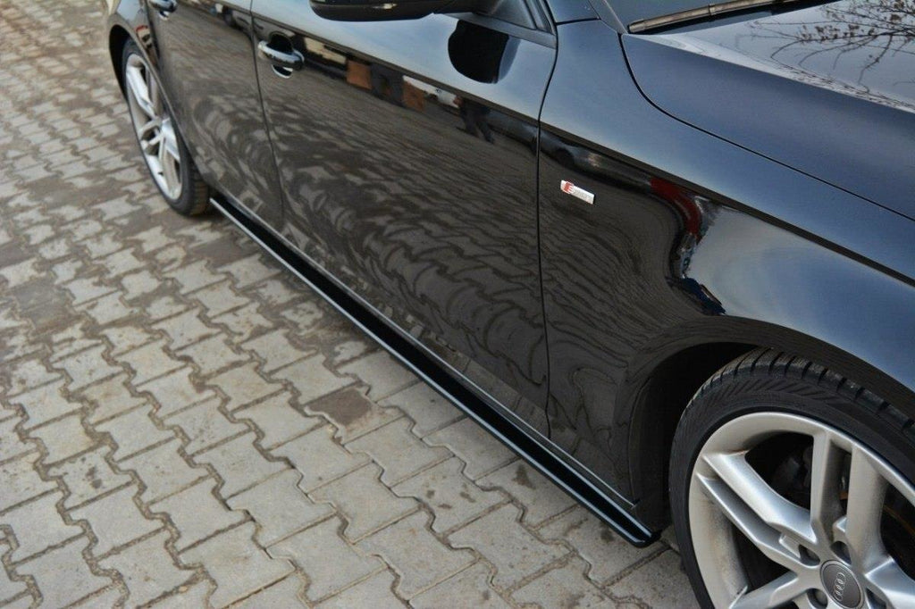 Maxton Design Seitenschweller Ansatz passend für Audi S4 / A4 / A4 S-Line B8 / B8 FL schwarz Hochglanz