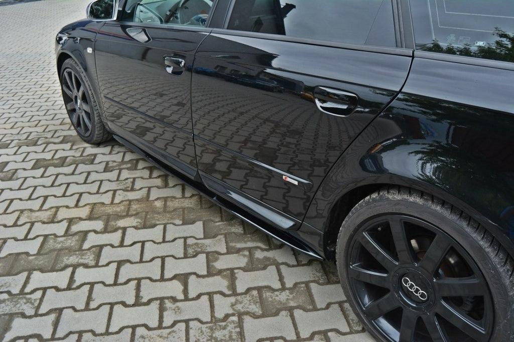 Maxton Design Seitenschweller Ansatz passend für Audi S4 / A4 / A4 S-Line B6 / B7  schwarz Hochglanz