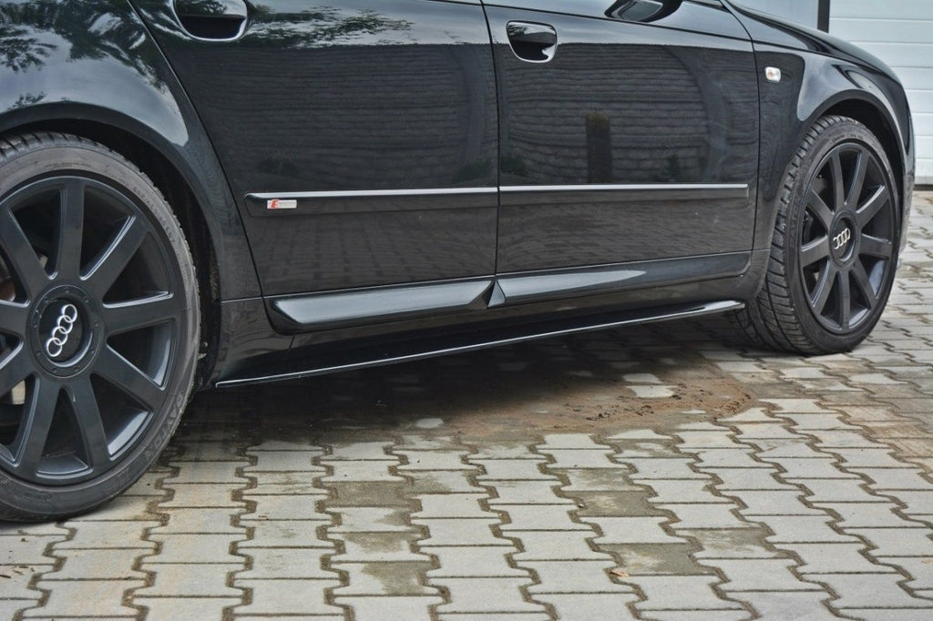 Maxton Design Seitenschweller Ansatz passend für Audi S4 / A4 / A4 S-Line B6 / B7  schwarz Hochglanz