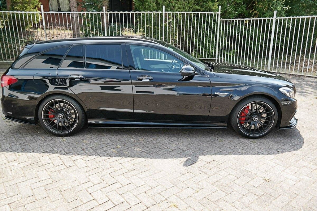 Maxton Design Seitenschweller Ansatz passend für Mercedes C-Klasse S205 63 AMG Kombi schwarz Hochglanz