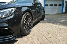 Laden Sie das Bild in den Galerie-Viewer, Maxton Design Seitenschweller Ansatz passend für Mercedes C-Klasse S205 63 AMG Kombi schwarz Hochglanz