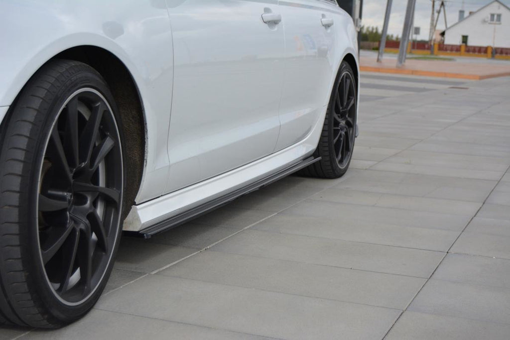 Maxton Design Seitenschweller Ansatz passend für Audi A6 C7 S-line/ S6 C7 Facelift schwarz Hochglanz