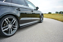Laden Sie das Bild in den Galerie-Viewer, Maxton Design Seitenschweller Ansatz passend für Audi S3 / A3 S-Line 8V / 8V FL Limousine schwarz Hochglanz