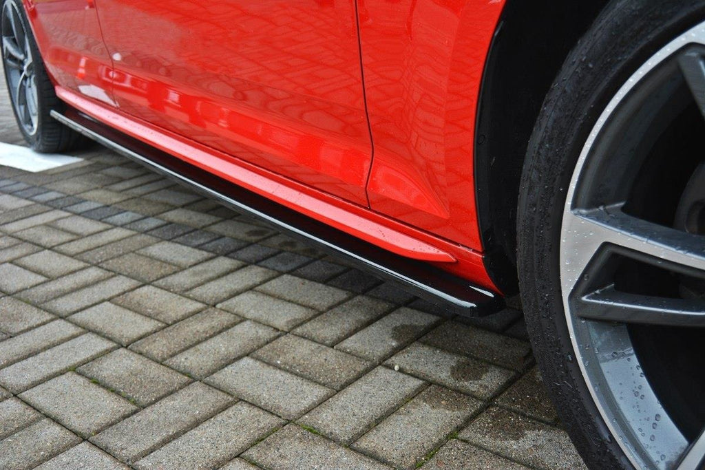 Maxton Design Seitenschweller Ansatz passend für Audi S4 / A4 S-Line B9 schwarz Hochglanz