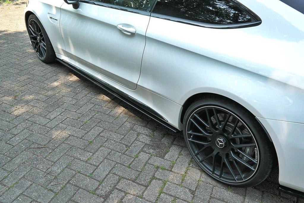 Maxton Design Seitenschweller Ansatz passend für Mercedes C-Klasse C205 63 AMG Coupe schwarz Hochglanz