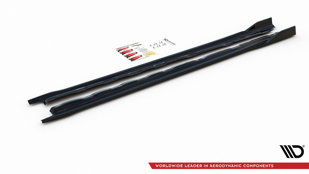 Maxton Design Seitenschweller Ansatz passend für V.2 VW Golf 8 schwarz Hochglanz