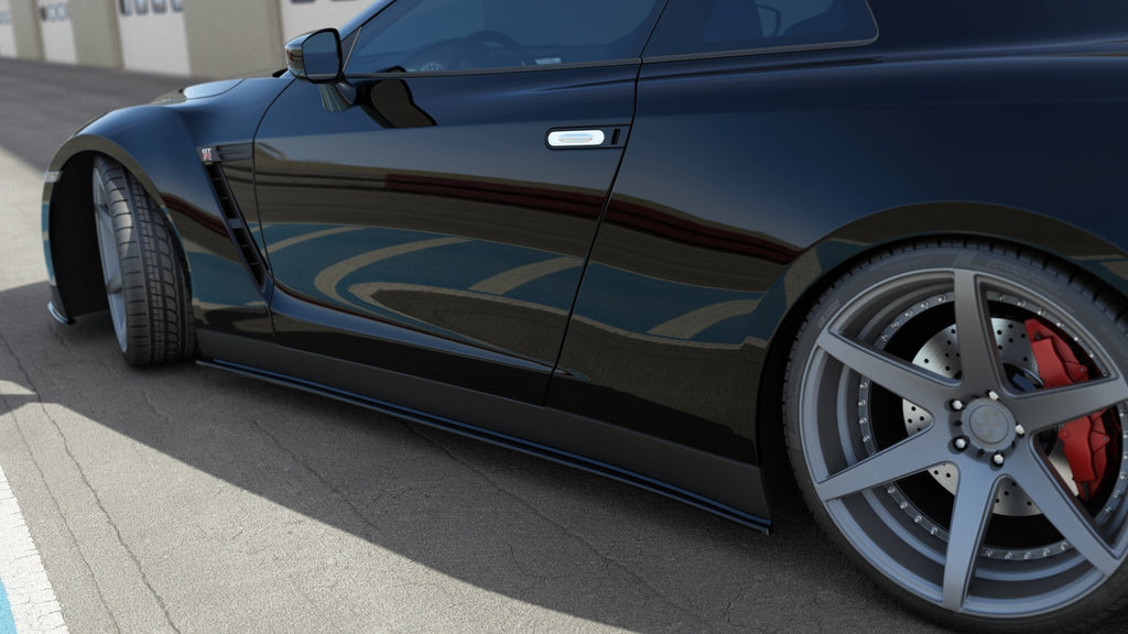 Maxton Design Seitenschweller Ansatz passend für NISSAN GT-R vor Facelift COUPE (R35-SERIES) schwarz Hochglanz