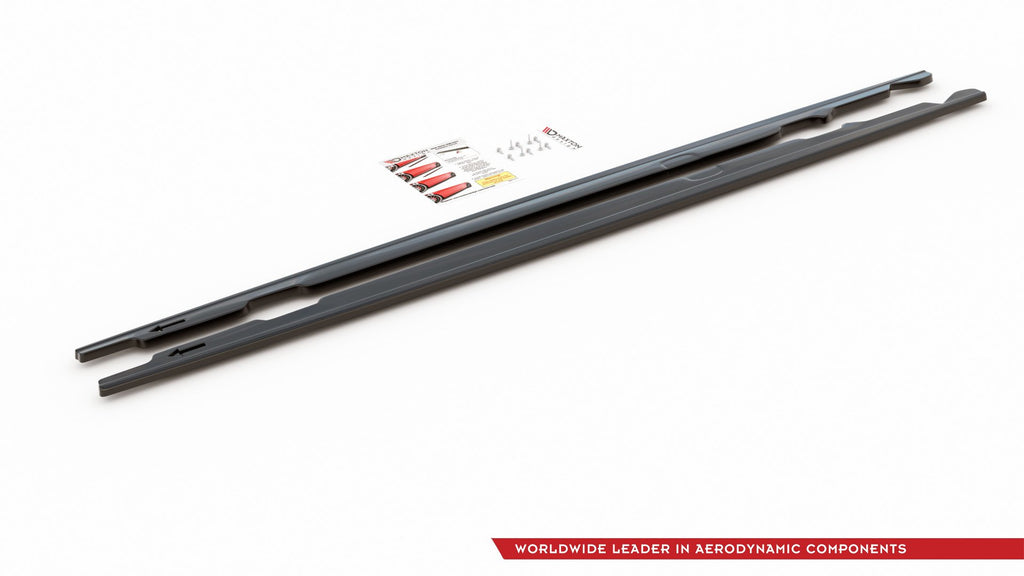 Maxton Design Seitenschweller Ansatz passend für BMW 3er E90/E91 Facelift schwarz Hochglanz