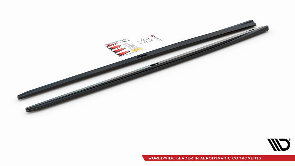 Maxton Design Seitenschweller Ansatz passend für V.2 Audi S3 / A3 S-Line Limousine 8V Facelift schwarz Hochglanz