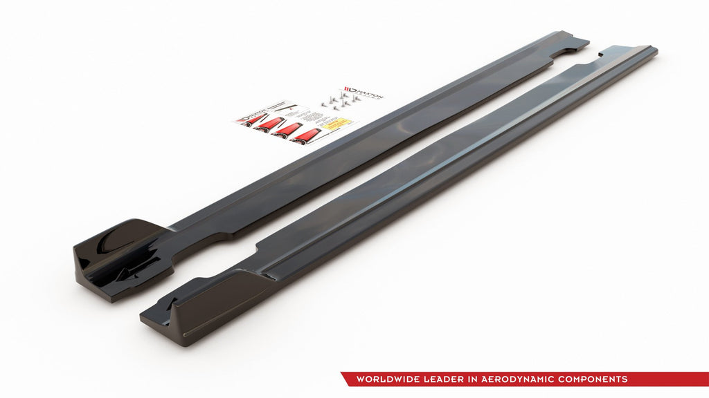 Maxton Design Seitenschweller Ansatz passend für V.5 Hyundai I30 N Mk3 Hatchback/ Fastback schwarz Hochglanz
