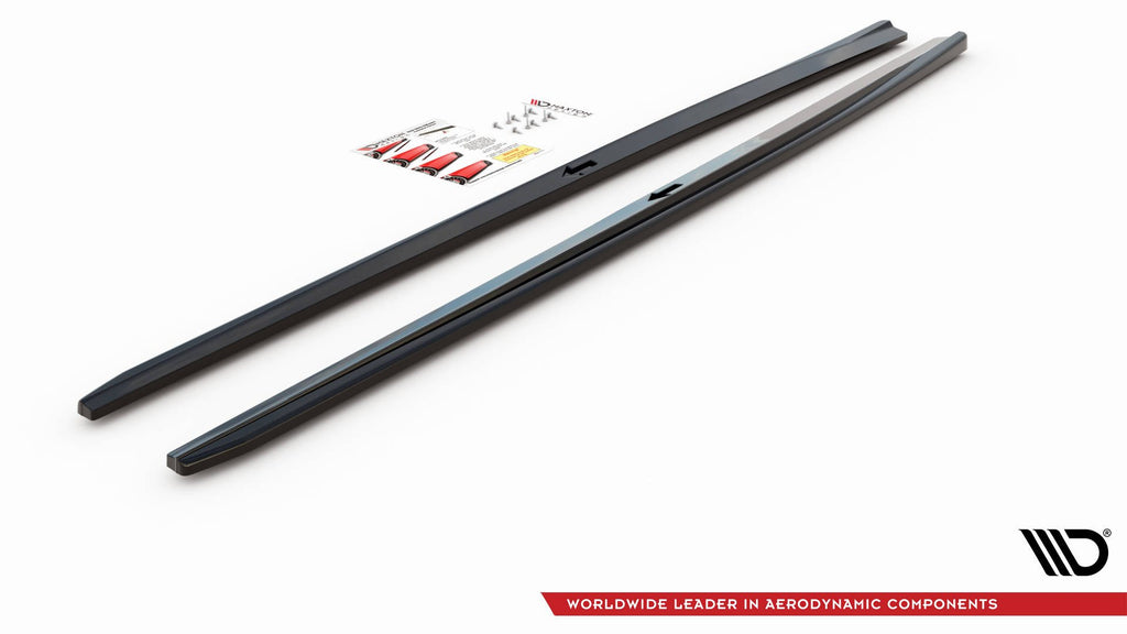 Maxton Design Seitenschweller Ansatz passend für V.2 Audi S3 / A3 S-Line Limousine 8V Facelift schwarz Hochglanz