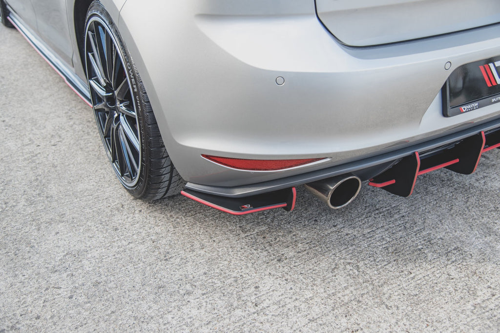 Maxton Design Robuster Racing Heck Ansatz Flaps Diffusor passend für L + R V.1 VW Golf 7 GTI