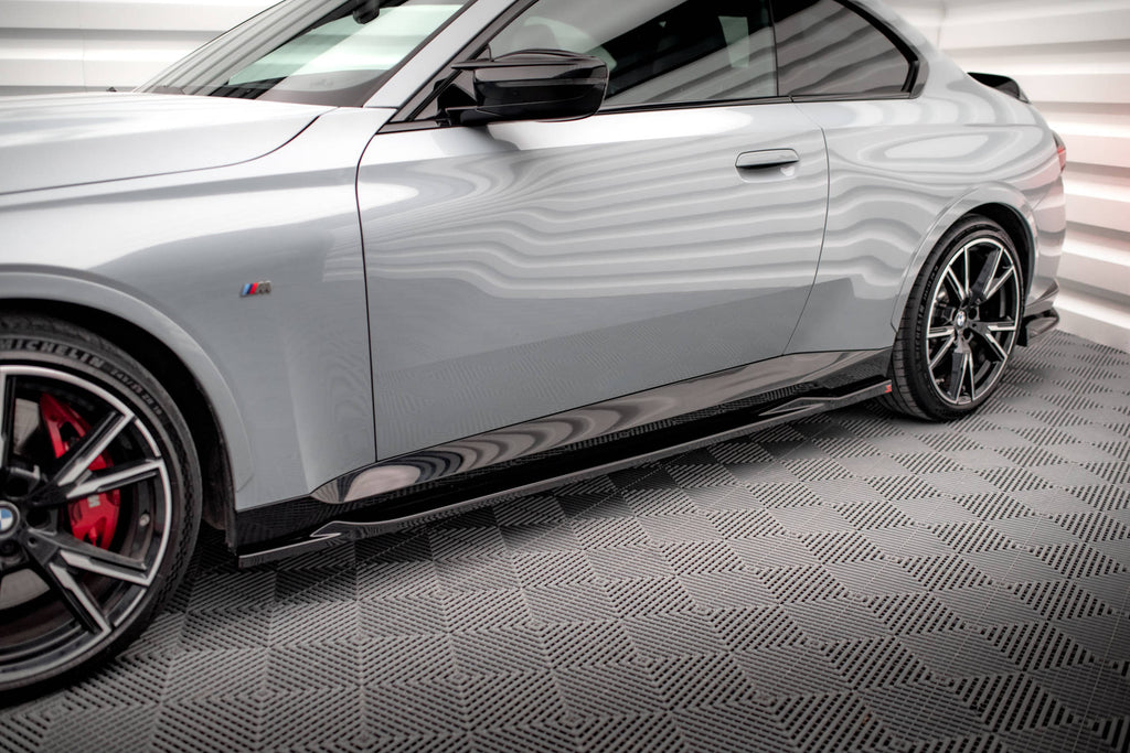 Maxton Design Seitenschweller Ansatz für V.2 für BMW 2 Coupe M-Paket / M240i G42 schwarz Hochglanz