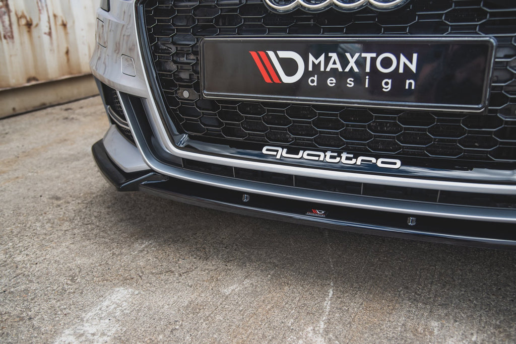 Maxton Design Front Ansatz passend für V.3 Audi S3 / A3 S-Line 8V Facelift schwarz Hochglanz
