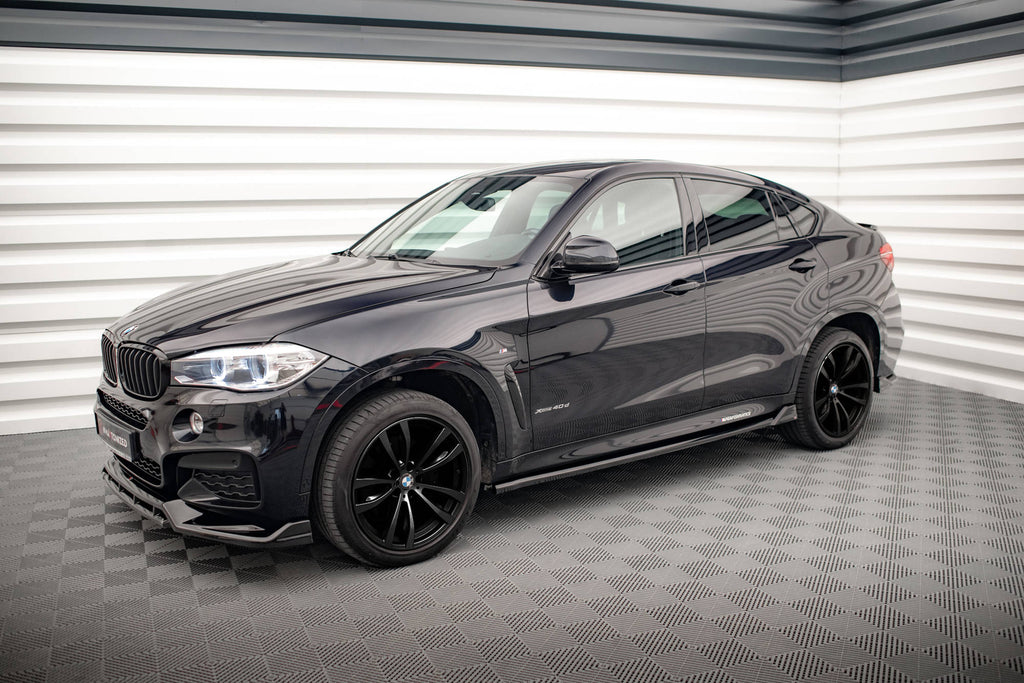 Maxton Design Seitenschweller Ansatz für V.2 für BMW X6 M-Paket F16 schwarz Hochglanz