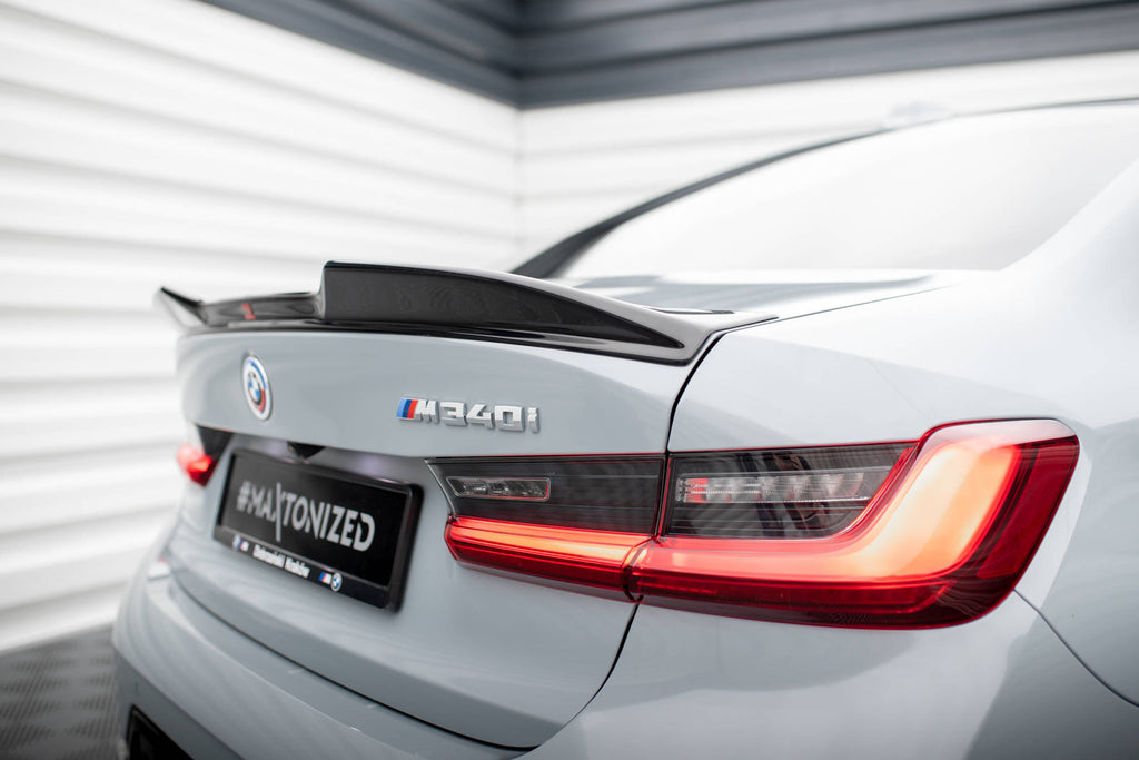 Maxton Design Spoiler CAP für 3D BMW 3er M340i / M-Paket Limousine G20 Facelift schwarz Hochglanz