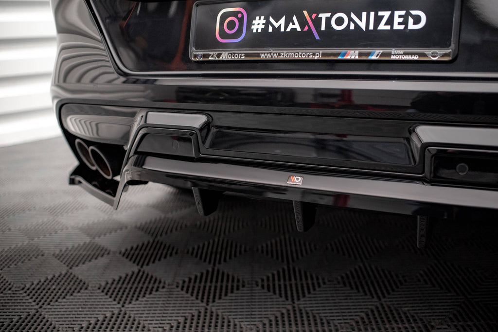 Maxton Design Mittlerer Diffusor Heck Ansatz DTM Look für BMW X6 M F96 schwarz Hochglanz