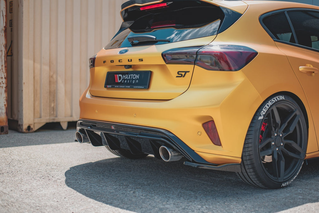 Maxton Design Diffusor Heck Ansatz passend für V.3 Ford Focus ST Mk4  schwarz Hochglanz