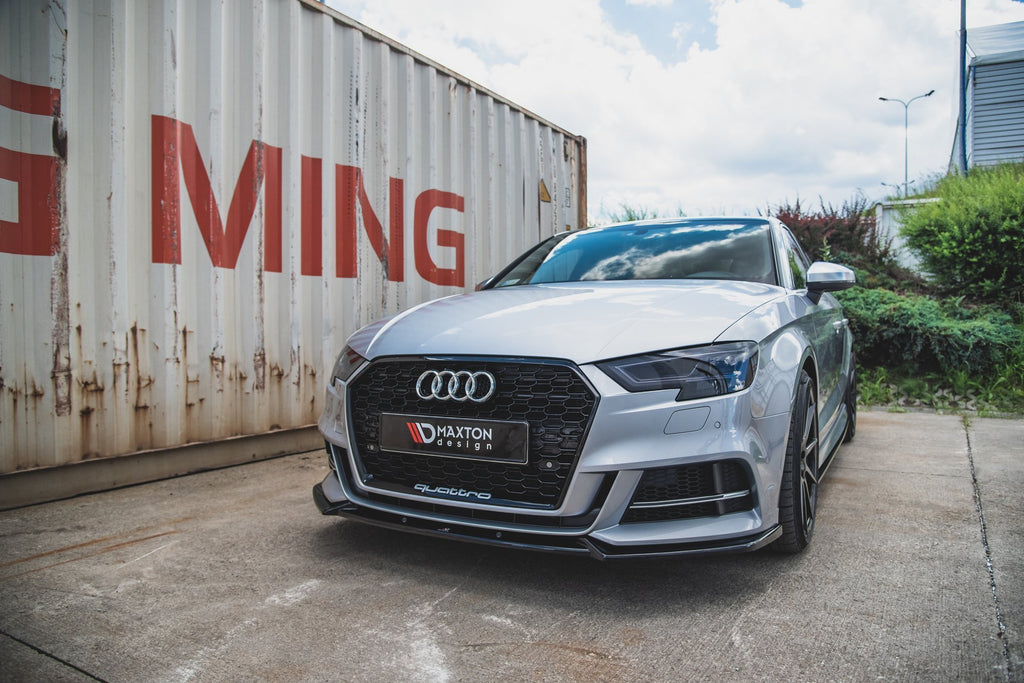 Maxton Design Front Ansatz passend für V.3 Audi S3 / A3 S-Line 8V Facelift schwarz Hochglanz
