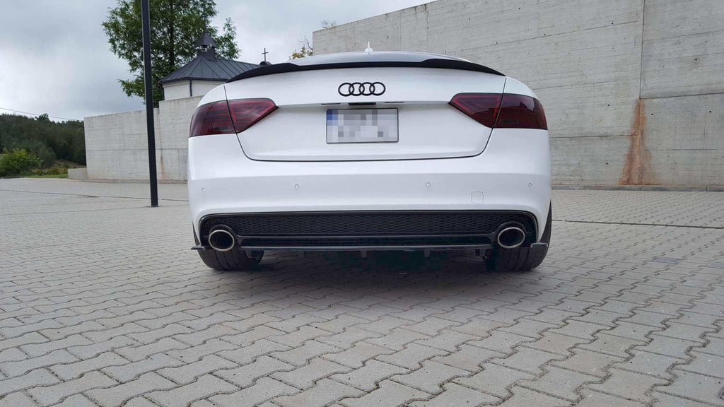Maxton Design Mittlerer Diffusor Heck Ansatz passend für AUDI A5 S-LINE Facelift DTM LOOK schwarz Hochglanz