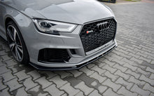 Laden Sie das Bild in den Galerie-Viewer, Maxton Design Front Ansatz passend für V.1 Audi RS3 8V FL Limousine schwarz Hochglanz
