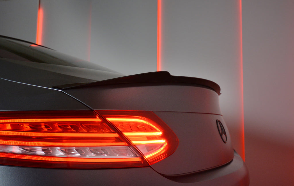 Maxton Design Spoiler CAP passend für MERCEDES- BENZ C-KLASSE W205 COUPE AMG-LINE schwarz Hochglanz