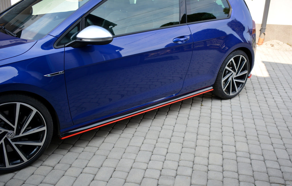 Maxton Design Seitenschweller Ansatz passend für V.2 VW GOLF 7 R FACELIFT schwarz Hochglanz