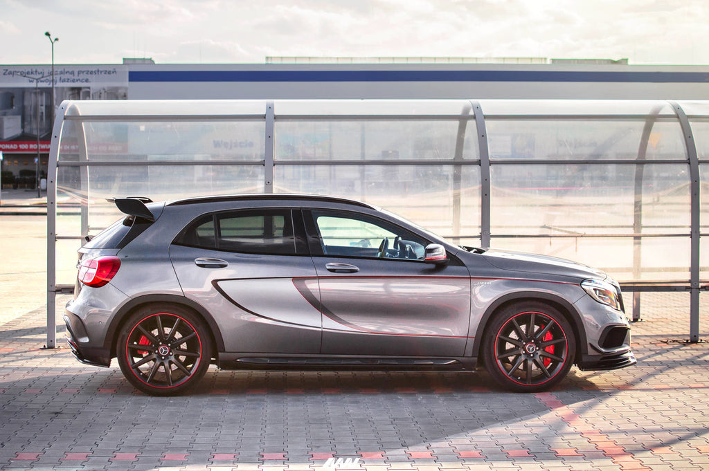 Maxton Design Seitenschweller Ansatz passend für Mercedes GLA 45 AMG SUV (X156) vor Facelift schwarz Hochglanz